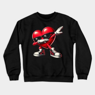 Funny Dabbing Heart Happy Valentines Day Gifts For Boys Kids Crewneck Sweatshirt